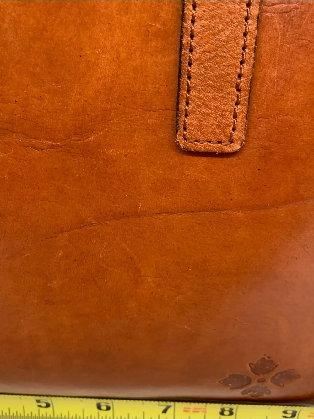 Patricia Nash Adeline Cutout Tooled Leather Tote Bag Cognac Brown Crossbody